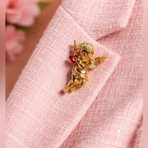 Gold Angel Vintage Avon Cupid Cherub Pin Brooch – Valentine’s Day Gift